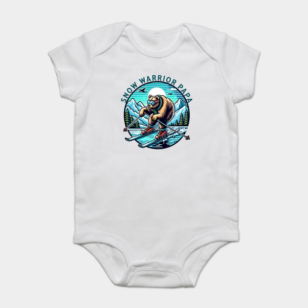 Ski dad, snow warrior papa, ski papa bear Baby Bodysuit by Prinyos